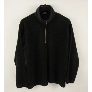 Vintage 1980s Columbia USA Sherpa Deep Pile Fleece Sweater Men's XL Black Fleck